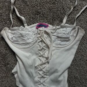 Edikted Ivory Lace-Up Bustier